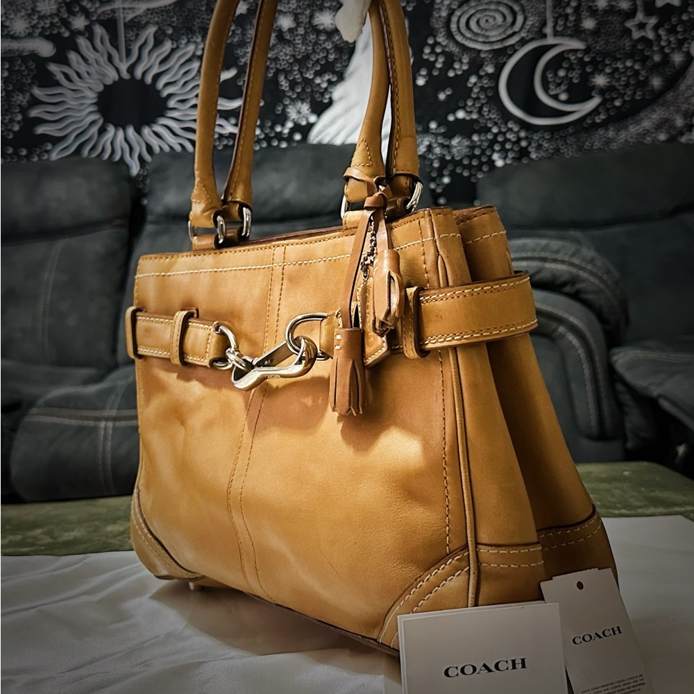 Vintage Coach tote bag shoulder bag Tan Leather 2007 - Picture 3 of 17